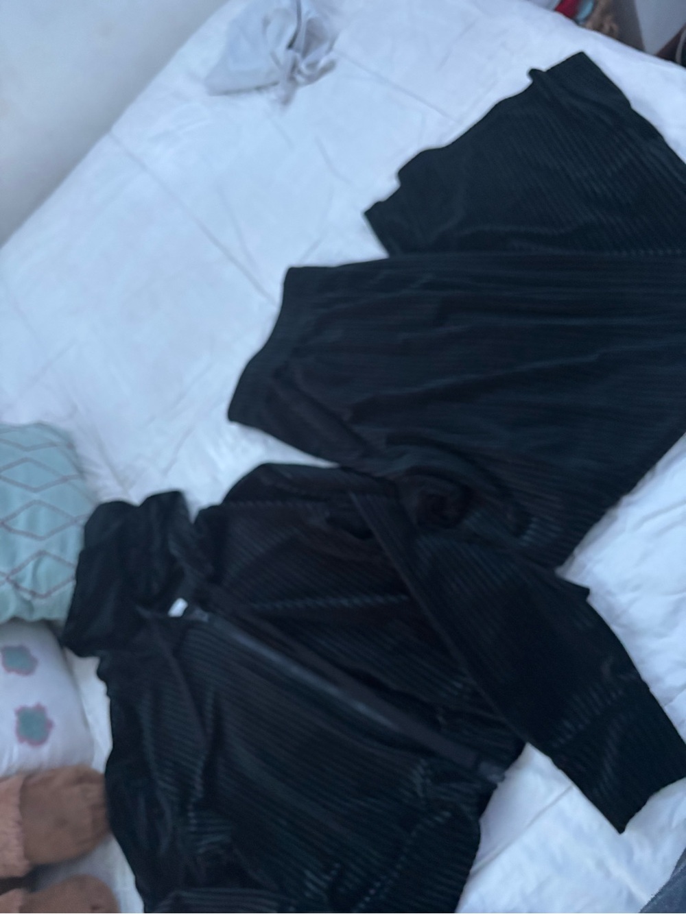 Colsie Black Ribbed Track Jacket and Joggers Set